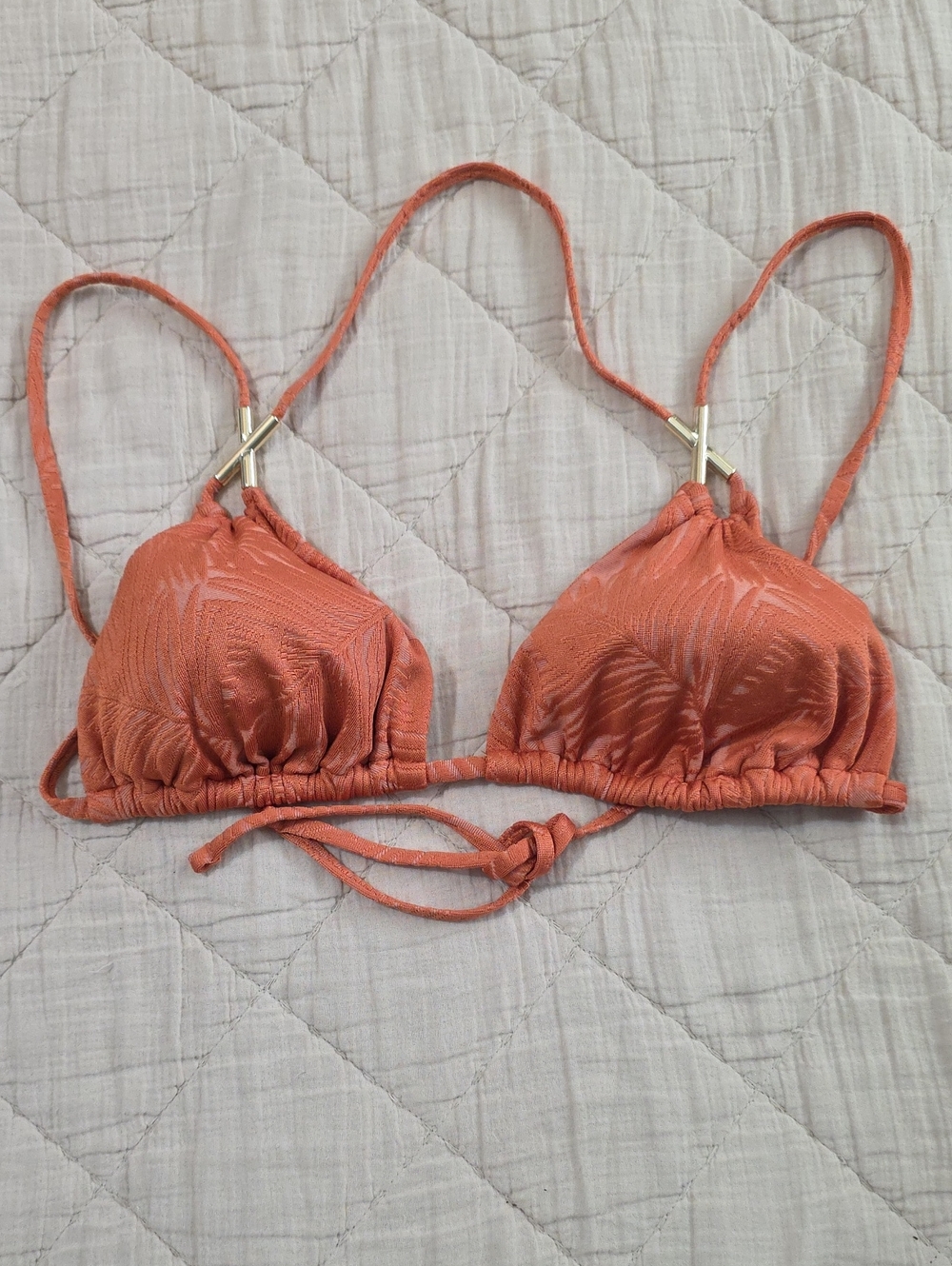 Victoria's Secret Rust Orange Textured Triangle Bikini Top